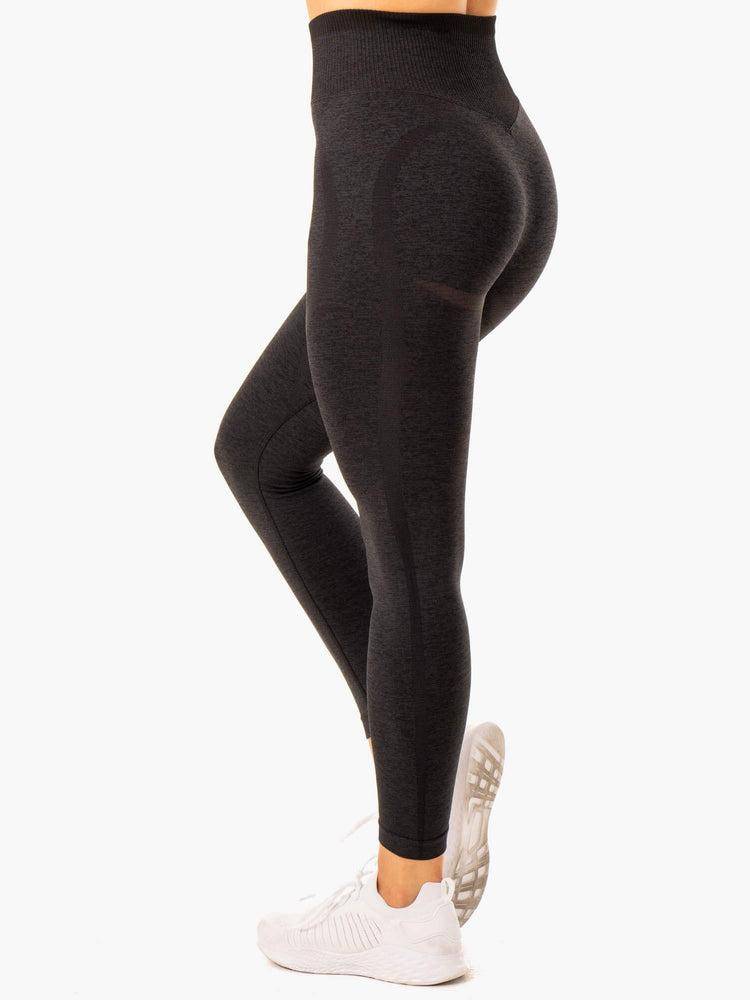 Women's Ryderwear Women Leggings Excel Seamless High Waisted Leggings Black Marl | NZ1896QZ