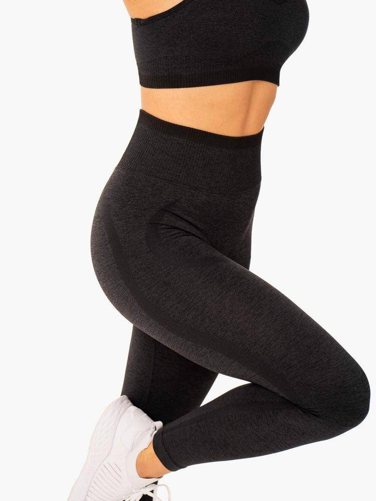 Women's Ryderwear Women Leggings Excel Seamless High Waisted Leggings Black Marl | NZ1896QZ