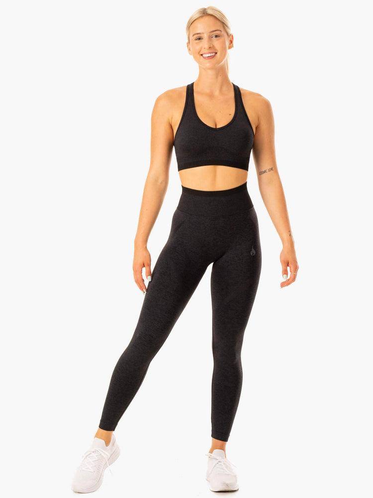 Women's Ryderwear Women Leggings Excel Seamless High Waisted Leggings Black Marl | NZ1896QZ