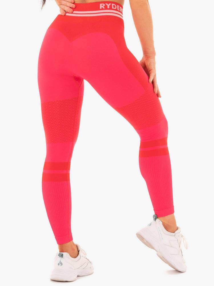 Women's Ryderwear Women Leggings Freestyle Seamless High Waisted Leggings Red | NZ1925RW