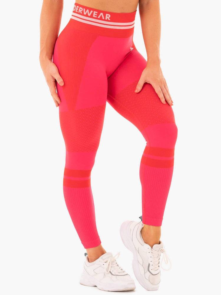 Women's Ryderwear Women Leggings Freestyle Seamless High Waisted Leggings Red | NZ1925RW