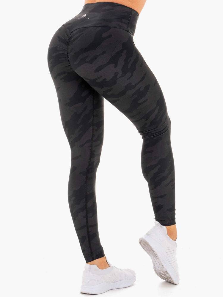 Women's Ryderwear Women Leggings High Waisted Camo Leggings Black Camo | NZ1927YU