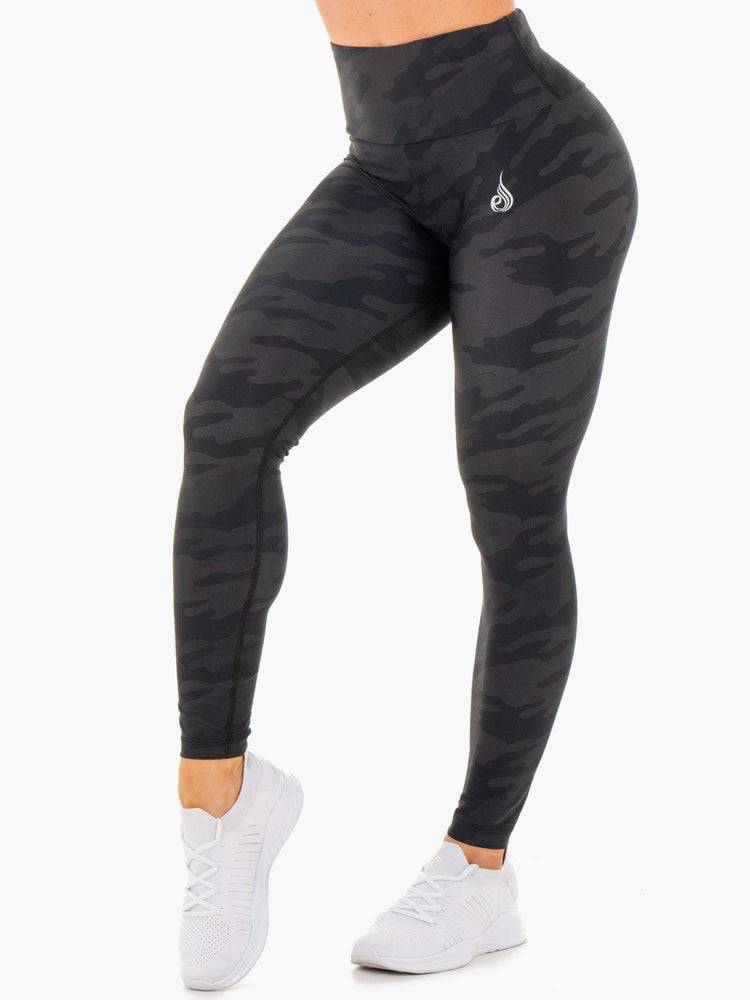 Women\'s Ryderwear Women Leggings High Waisted Camo Leggings Black Camo | NZ1927YU