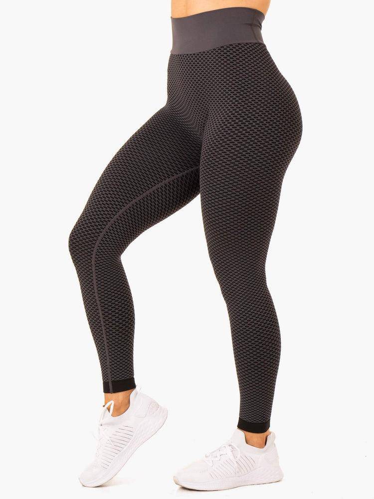 Women's Ryderwear Women Leggings Honeycomb Scrunch Seamless Leggings Charcoal | NZ1753FM