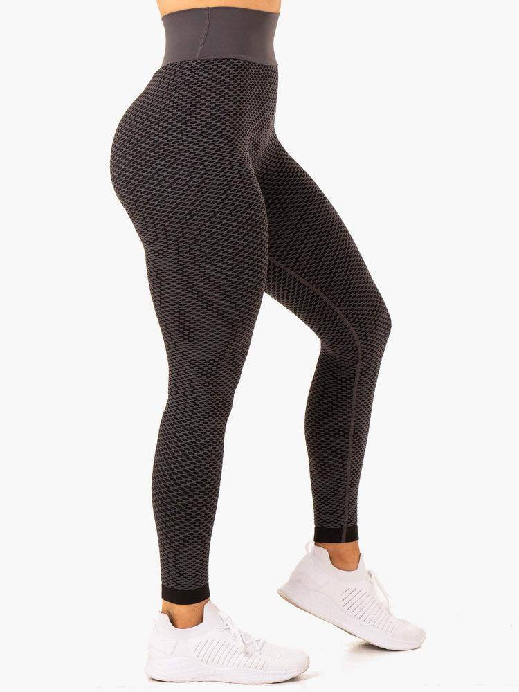 Women's Ryderwear Women Leggings Honeycomb Scrunch Seamless Leggings Charcoal | NZ1753FM