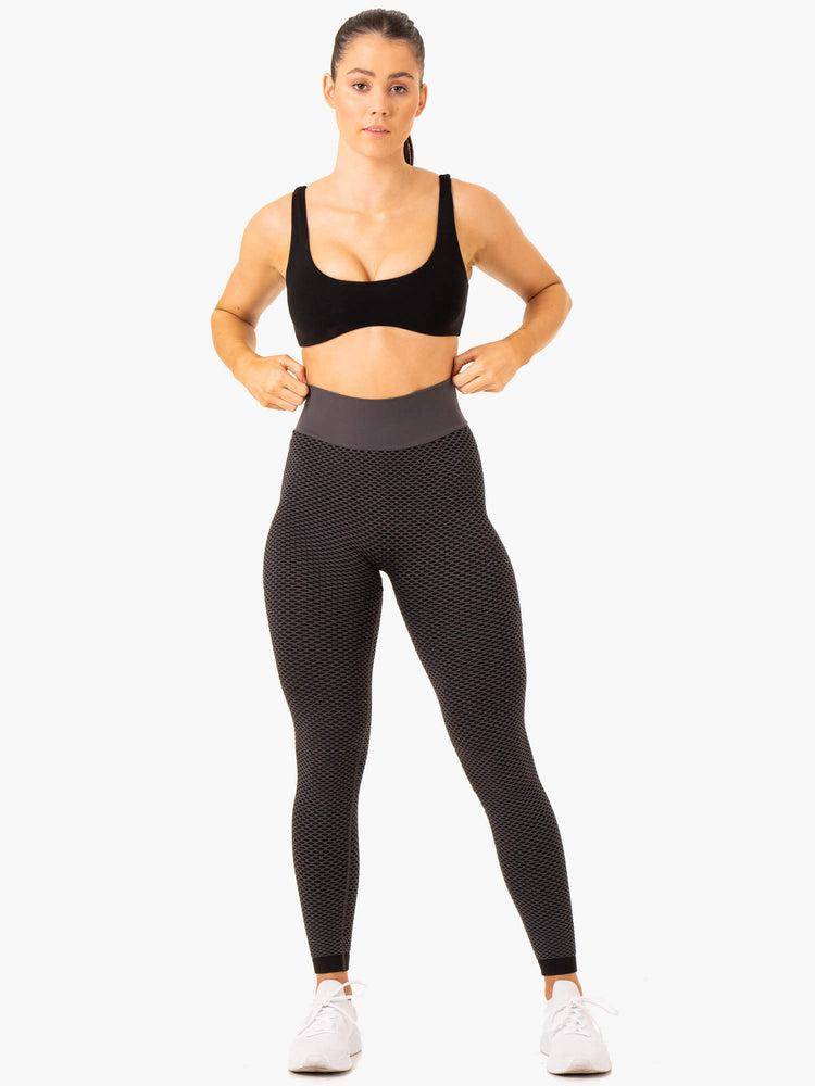 Women's Ryderwear Women Leggings Honeycomb Scrunch Seamless Leggings Charcoal | NZ1753FM