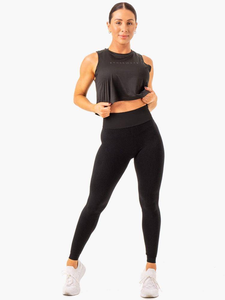 Women's Ryderwear Women Leggings Honeycomb Scrunch Seamless Leggings Black | NZ1760XF