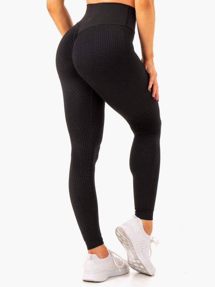 Women\'s Ryderwear Women Leggings Honeycomb Scrunch Seamless Leggings Black | NZ1760XF