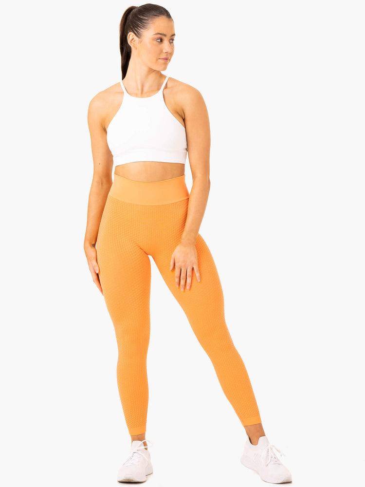 Women's Ryderwear Women Leggings Honeycomb Scrunch Seamless Leggings Mango | NZ1798UT