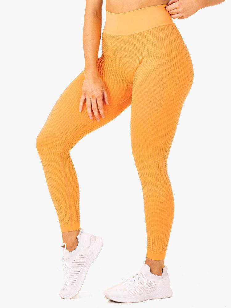 Women's Ryderwear Women Leggings Honeycomb Scrunch Seamless Leggings Mango | NZ1798UT