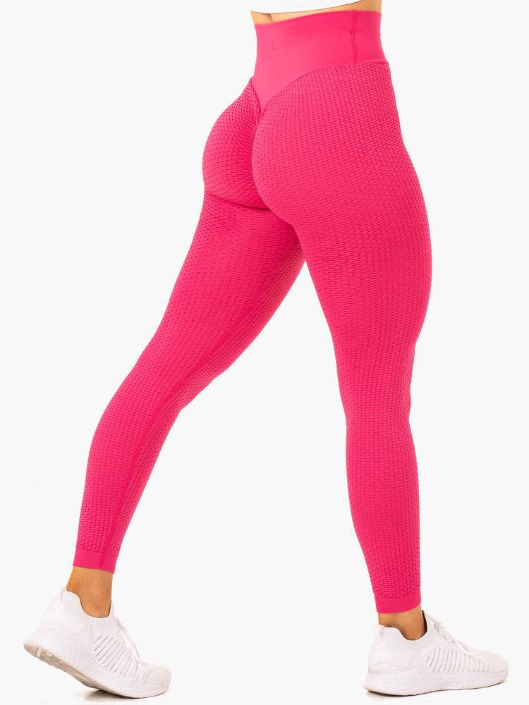 Women's Ryderwear Women Leggings Honeycomb Scrunch Seamless Leggings Hot Pink | NZ1815BC