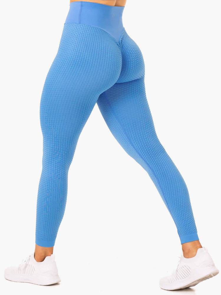 Women's Ryderwear Women Leggings Honeycomb Scrunch Seamless Leggings Bright Blue | NZ1819WY