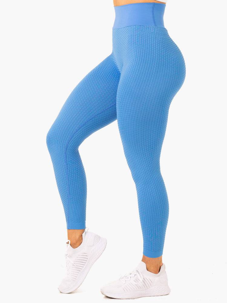 Women's Ryderwear Women Leggings Honeycomb Scrunch Seamless Leggings Bright Blue | NZ1819WY