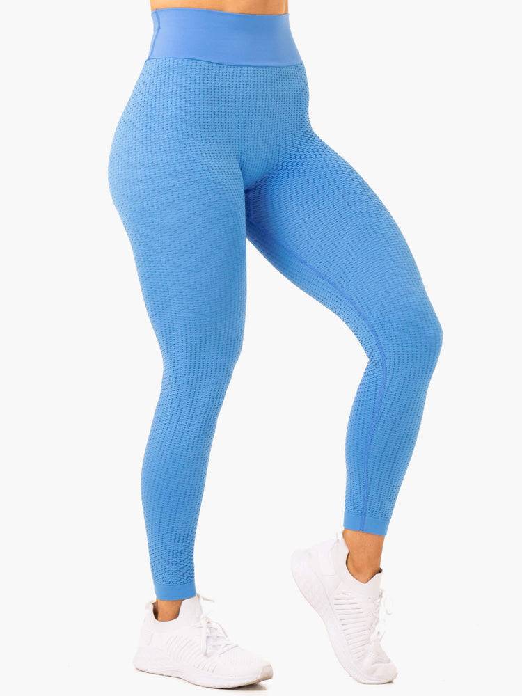 Women's Ryderwear Women Leggings Honeycomb Scrunch Seamless Leggings Bright Blue | NZ1819WY