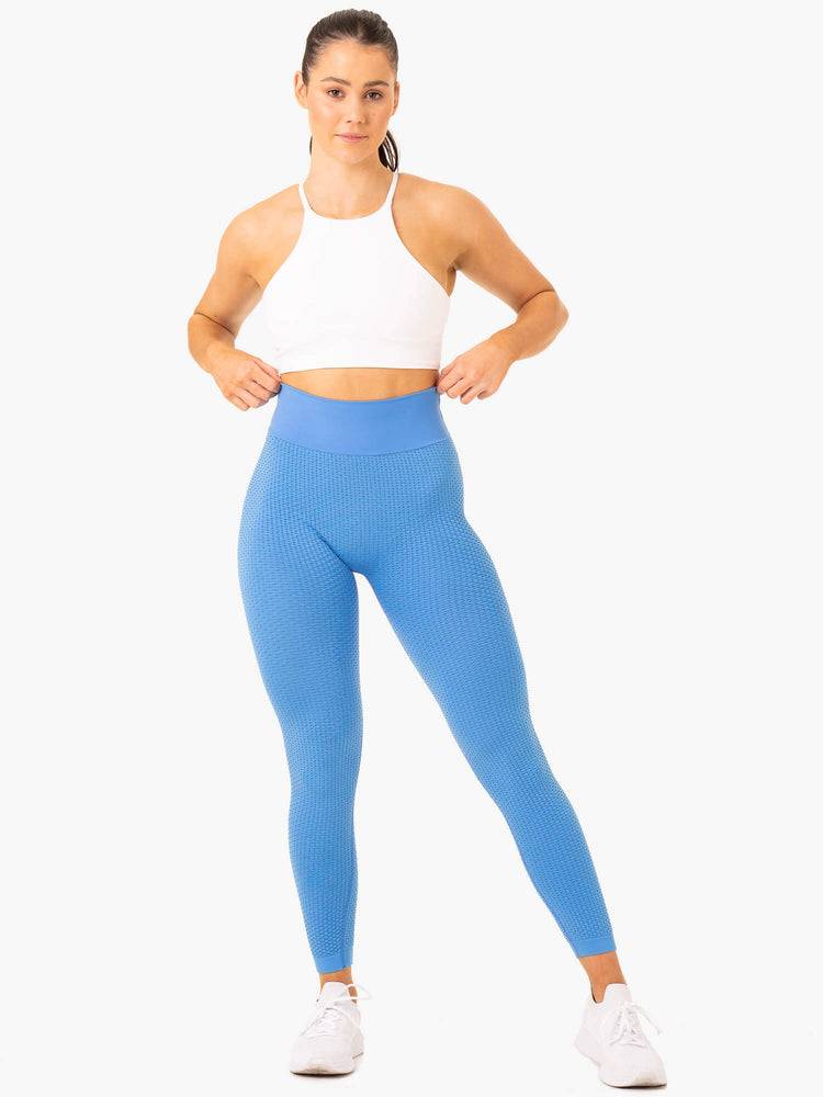 Women's Ryderwear Women Leggings Honeycomb Scrunch Seamless Leggings Bright Blue | NZ1819WY