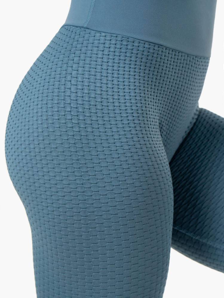 Women's Ryderwear Women Leggings Honeycomb Scrunch Seamless Leggings Steel Blue | NZ1873RW