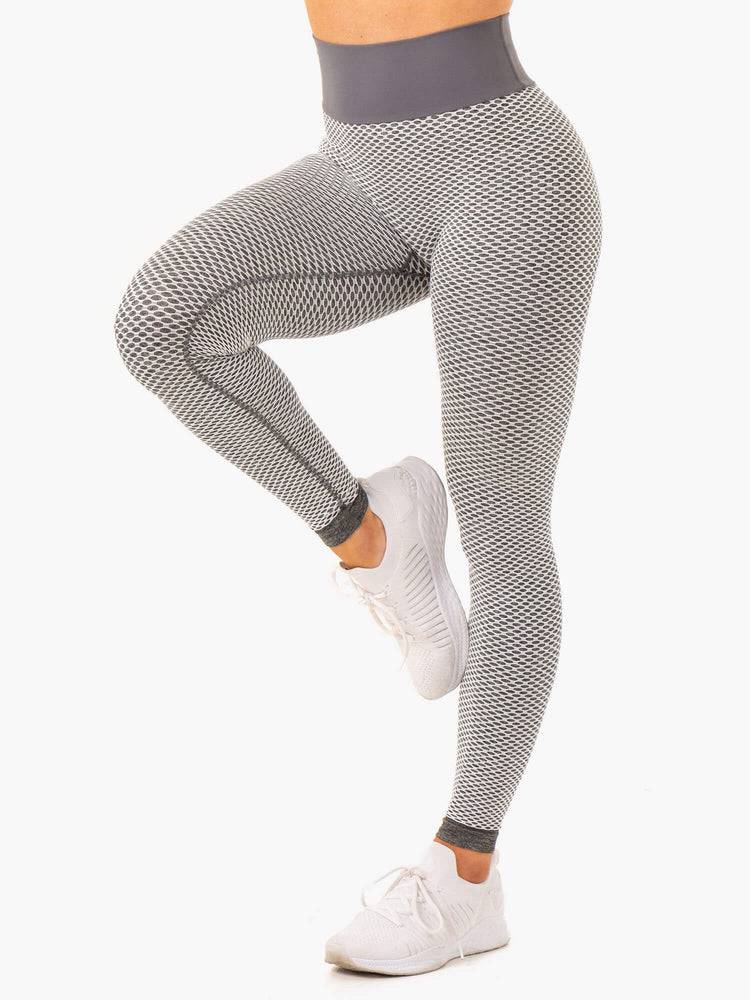 Women's Ryderwear Women Leggings Honeycomb Scrunch Seamless Leggings Grey Marl | NZ1897WY