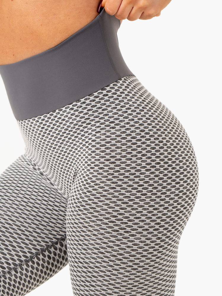 Women's Ryderwear Women Leggings Honeycomb Scrunch Seamless Leggings Grey Marl | NZ1897WY