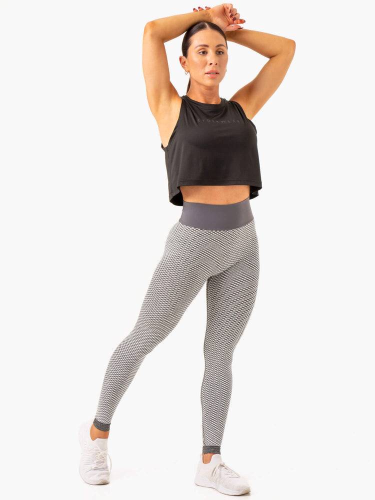 Women's Ryderwear Women Leggings Honeycomb Scrunch Seamless Leggings Grey Marl | NZ1897WY