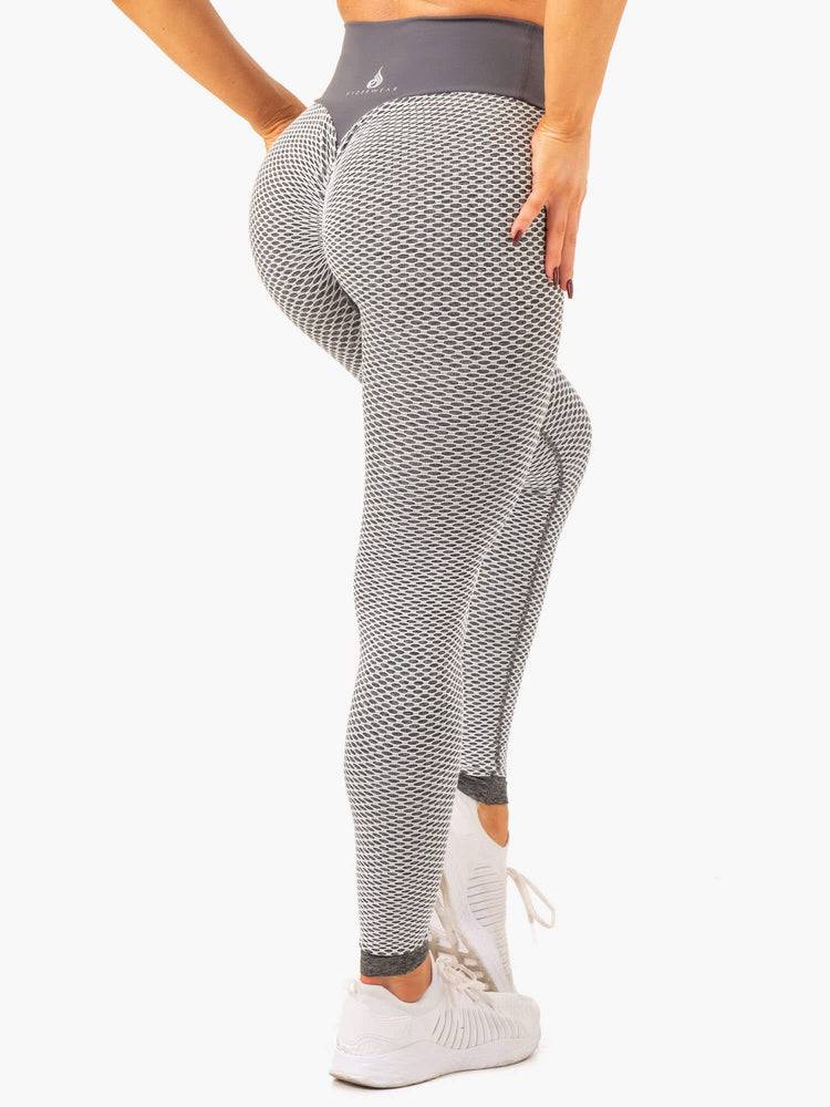 Women\'s Ryderwear Women Leggings Honeycomb Scrunch Seamless Leggings Grey Marl | NZ1897WY