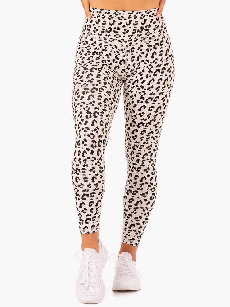 Women\'s Ryderwear Women Leggings Hybrid Full Length Leggings Ivory Leopard | NZ1751SO