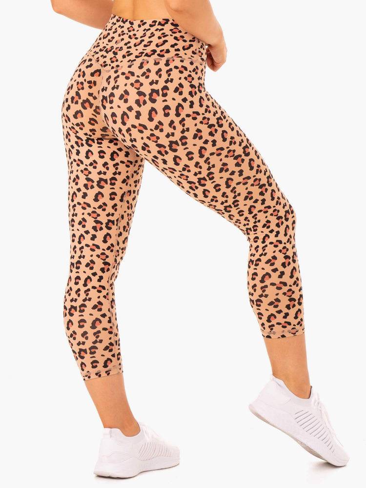 Women's Ryderwear Women Leggings Hybrid 7/8 Leggings Tan Leopard | NZ1797YU