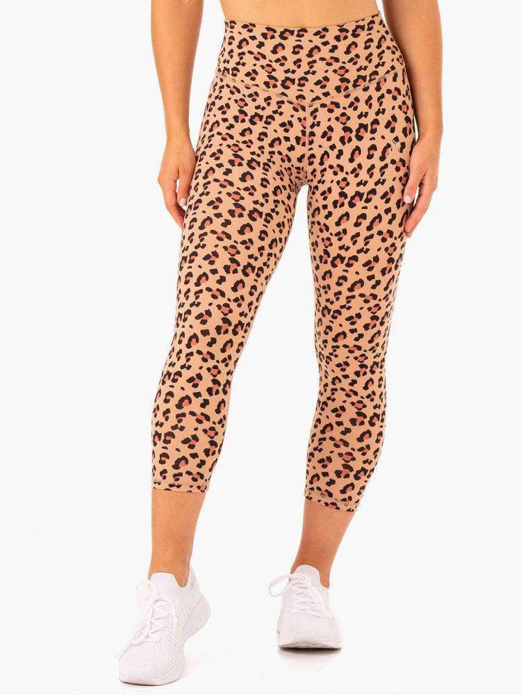 Women's Ryderwear Women Leggings Hybrid 7/8 Leggings Tan Leopard | NZ1797YU