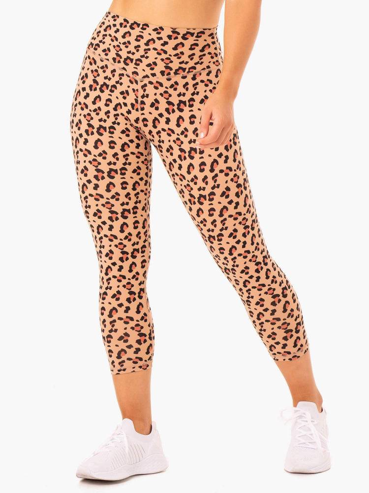 Women\'s Ryderwear Women Leggings Hybrid 7/8 Leggings Tan Leopard | NZ1797YU