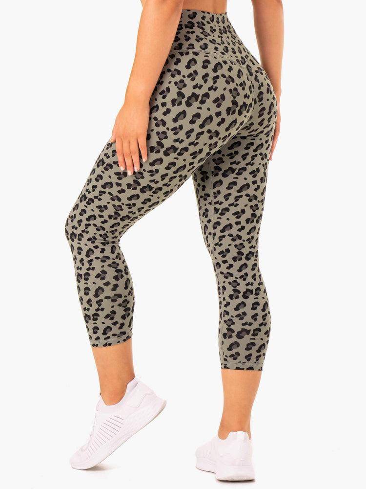 Women's Ryderwear Women Leggings Hybrid 7/8 Leggings Khaki Leopard | NZ1827PQ