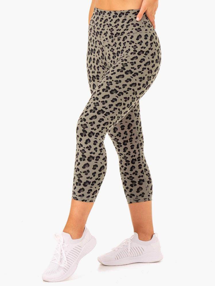 Women's Ryderwear Women Leggings Hybrid 7/8 Leggings Khaki Leopard | NZ1827PQ