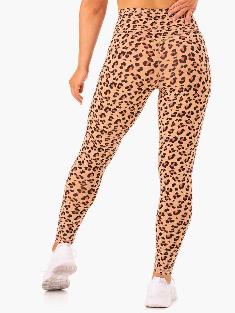 Women's Ryderwear Women Leggings Hybrid Full Length Leggings Tan Leopard | NZ1865CE