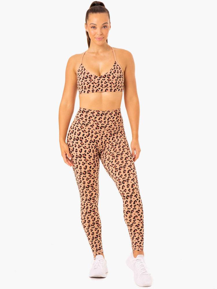 Women's Ryderwear Women Leggings Hybrid Full Length Leggings Tan Leopard | NZ1865CE