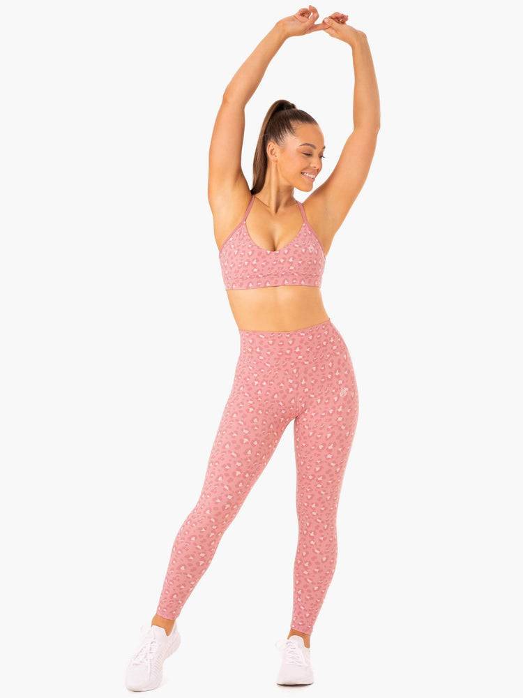 Women's Ryderwear Women Leggings Hybrid Full Length Leggings Pink Leopard | NZ1884GL