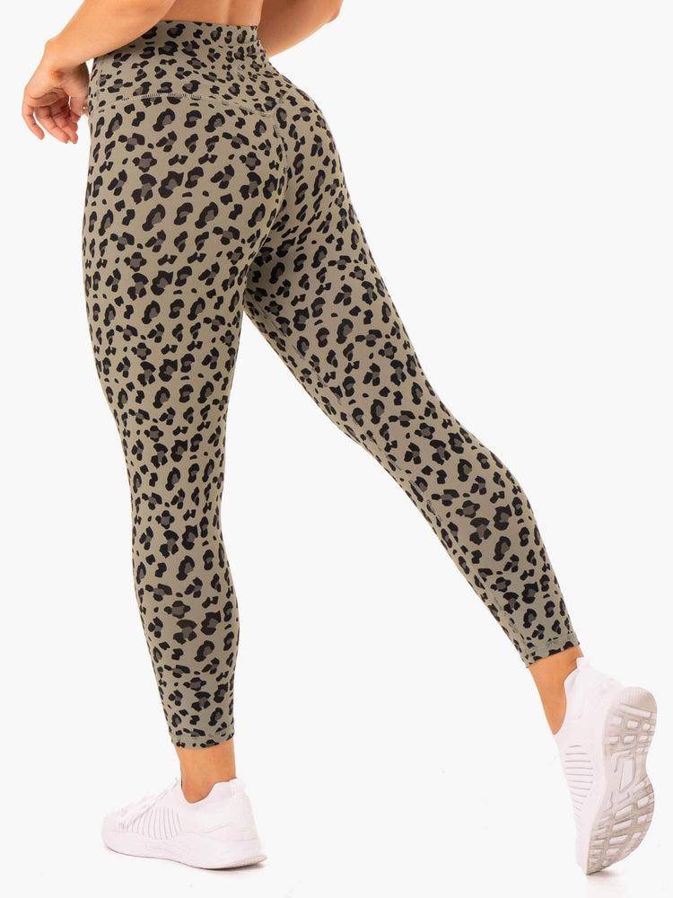 Women's Ryderwear Women Leggings Hybrid Full Length Leggings Khaki Leopard | NZ1885HK