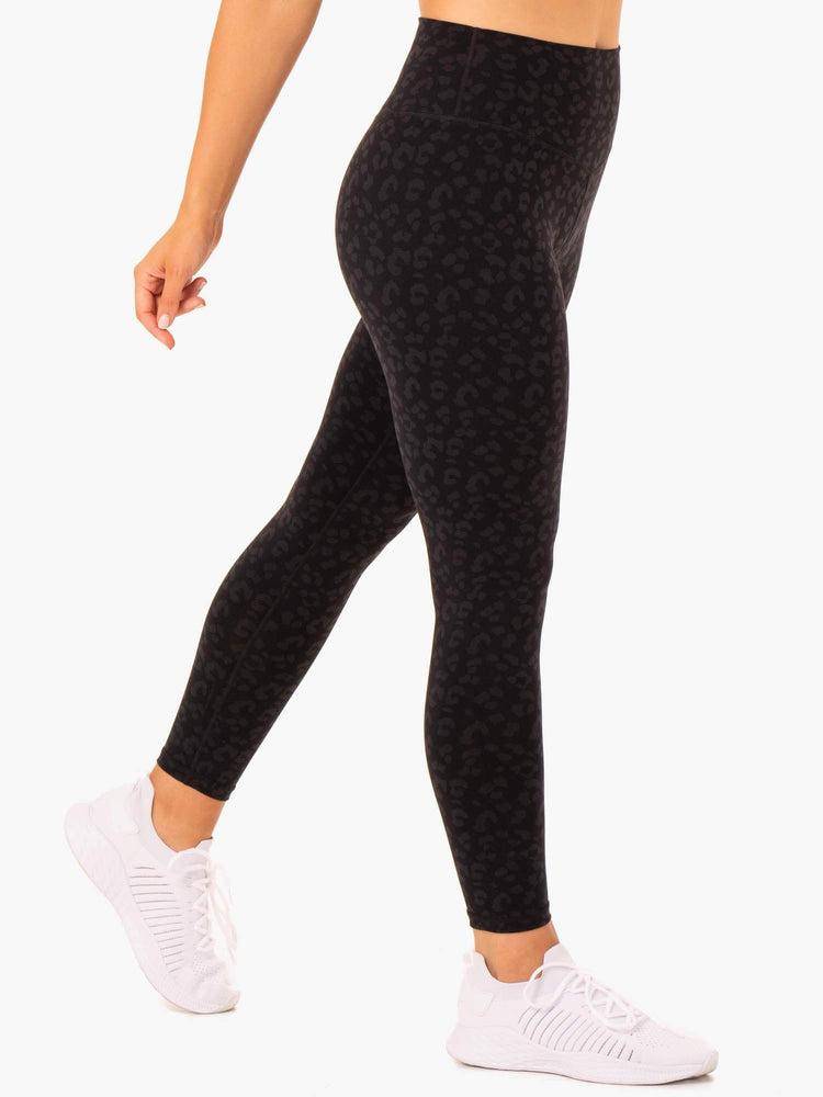 Women's Ryderwear Women Leggings Hybrid Full Length Leggings Black Leopard | NZ1900TV