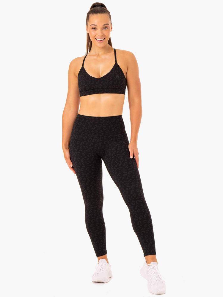 Women's Ryderwear Women Leggings Hybrid Full Length Leggings Black Leopard | NZ1900TV