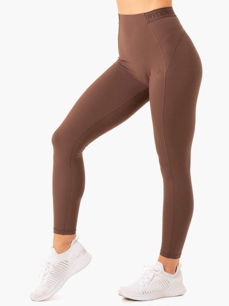 Women's Ryderwear Women Leggings Level Up High Waisted Scrunch Leggings Chocolate | NZ1806GL