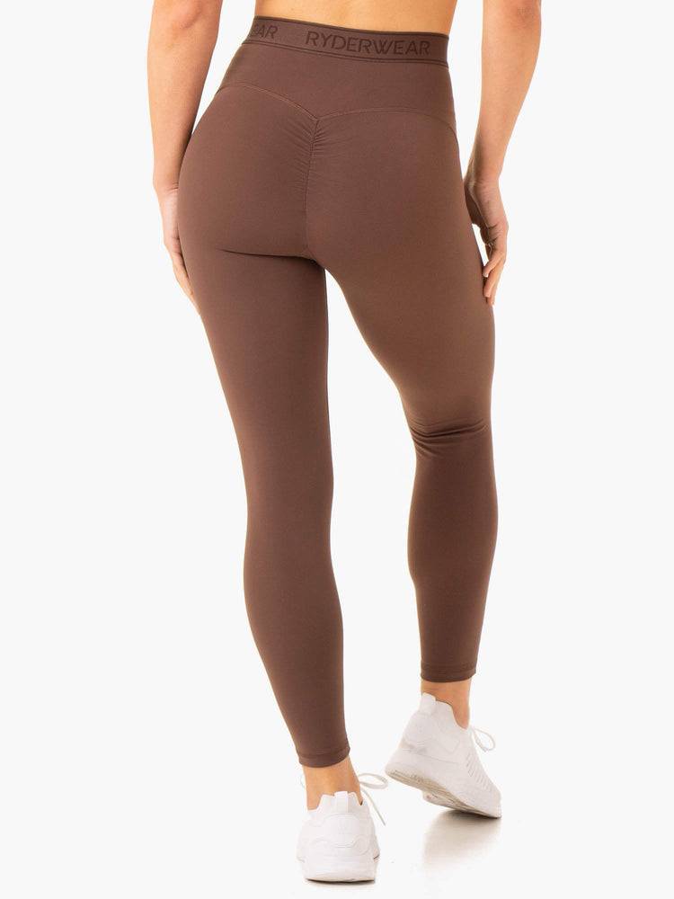 Women's Ryderwear Women Leggings Level Up High Waisted Scrunch Leggings Chocolate | NZ1806GL