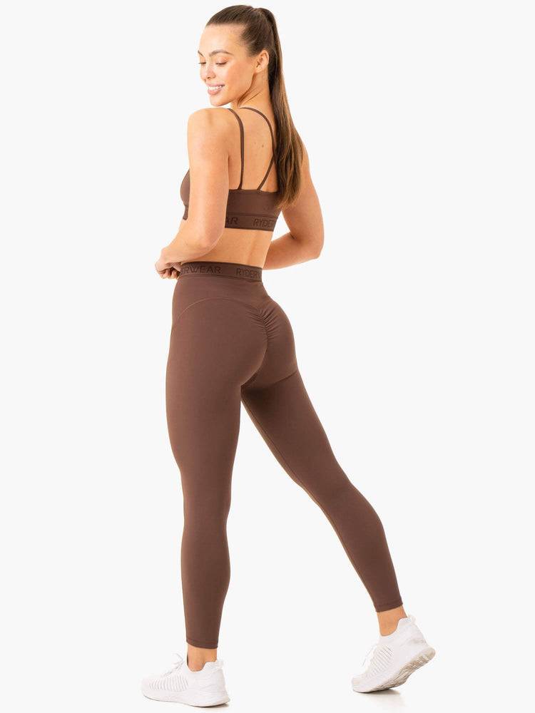 Women's Ryderwear Women Leggings Level Up High Waisted Scrunch Leggings Chocolate | NZ1806GL