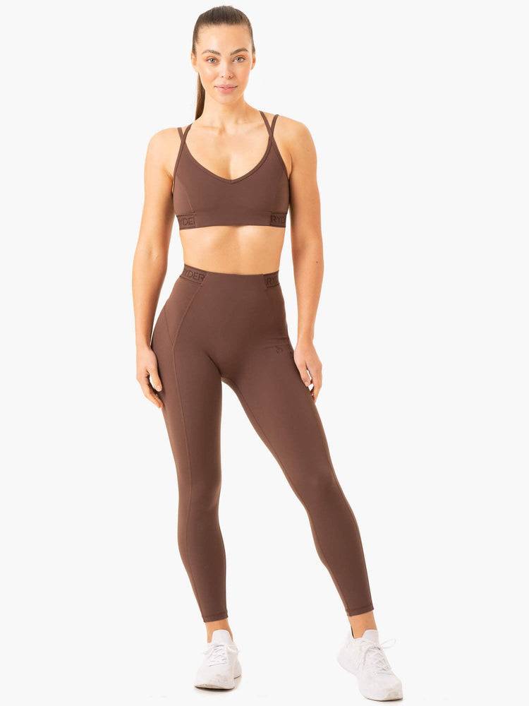 Women's Ryderwear Women Leggings Level Up High Waisted Scrunch Leggings Chocolate | NZ1806GL