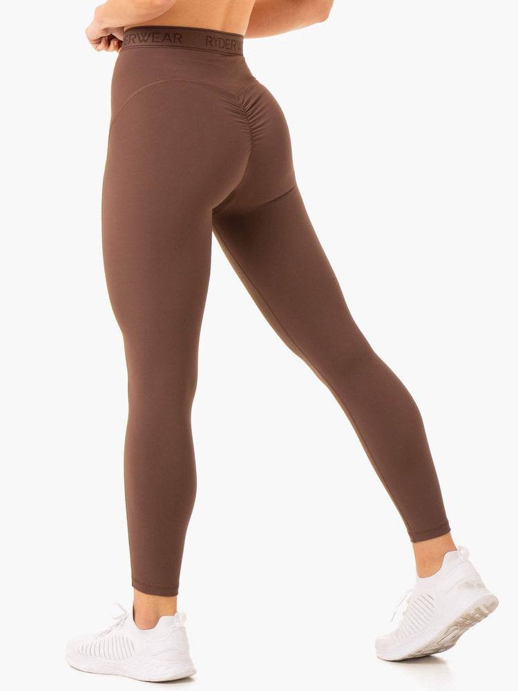 Women\'s Ryderwear Women Leggings Level Up High Waisted Scrunch Leggings Chocolate | NZ1806GL