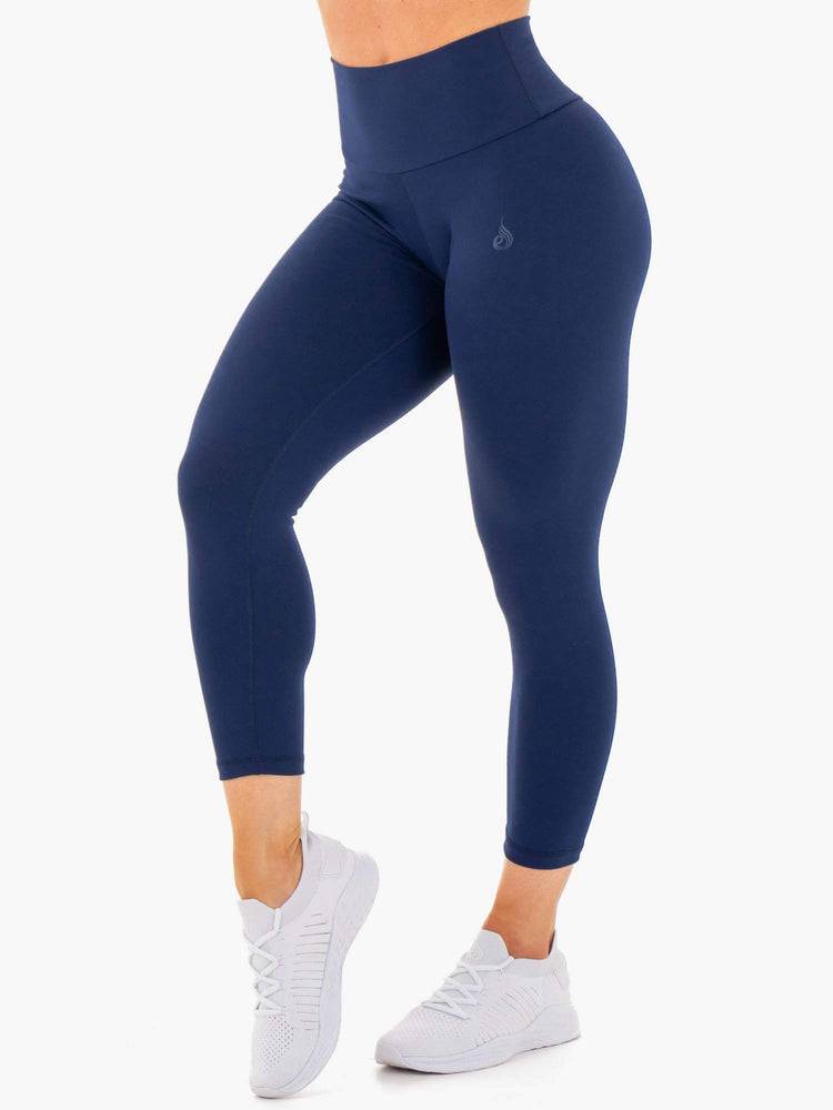 Women's Ryderwear Women Leggings Motion High Waisted 7/8 Scrunch Bum Leggings Navy | NZ1752DN