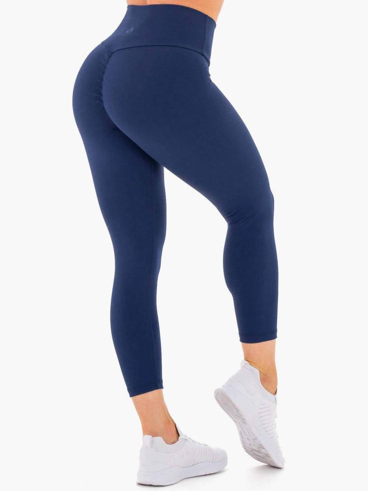 Women's Ryderwear Women Leggings Motion High Waisted 7/8 Scrunch Bum Leggings Navy | NZ1752DN