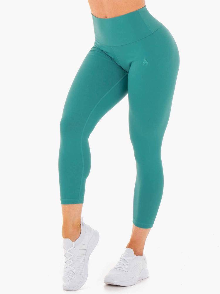 Women's Ryderwear Women Leggings Motion High Waisted 7/8 Scrunch Bum Leggings Teal | NZ1850UT