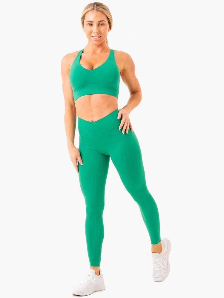 Women's Ryderwear Women Leggings NKD Cross Over Leggings Green | NZ1801PQ