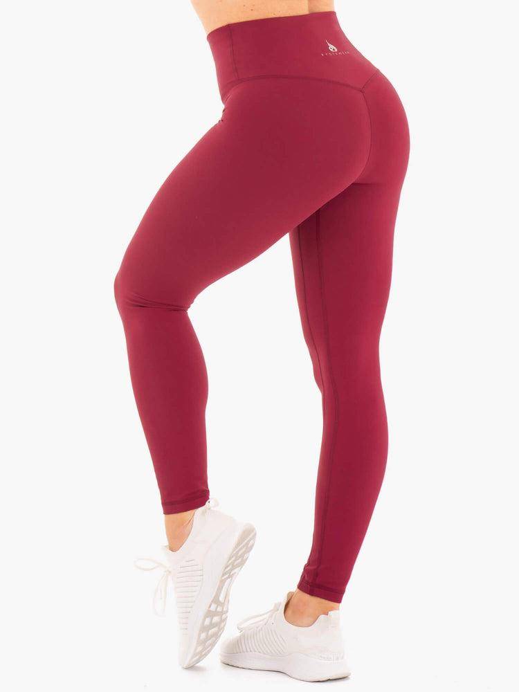 Women's Ryderwear Women Leggings NKD High Waisted Leggings Berry Red | NZ1926TV