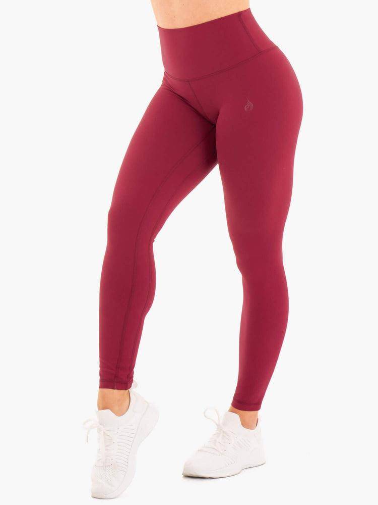 Women\'s Ryderwear Women Leggings NKD High Waisted Leggings Berry Red | NZ1926TV