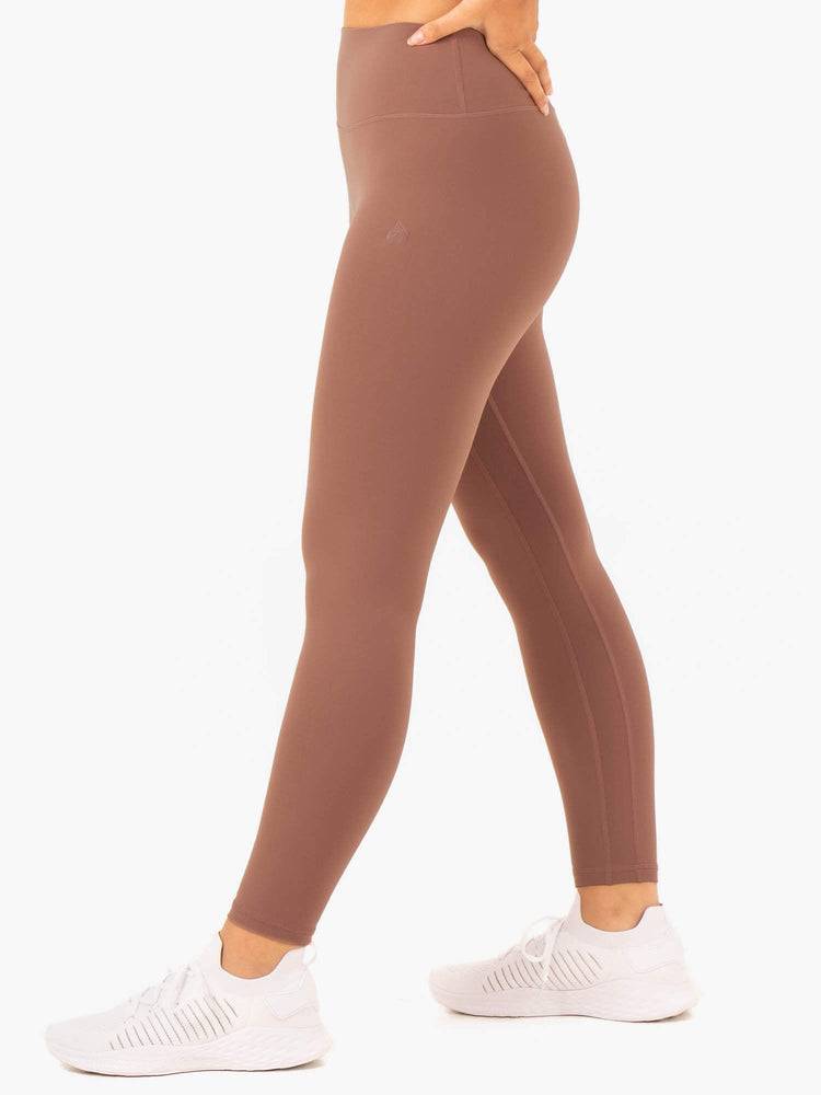 Women's Ryderwear Women Leggings NKD Refine High Waisted Leggings Mocha | NZ1817MA