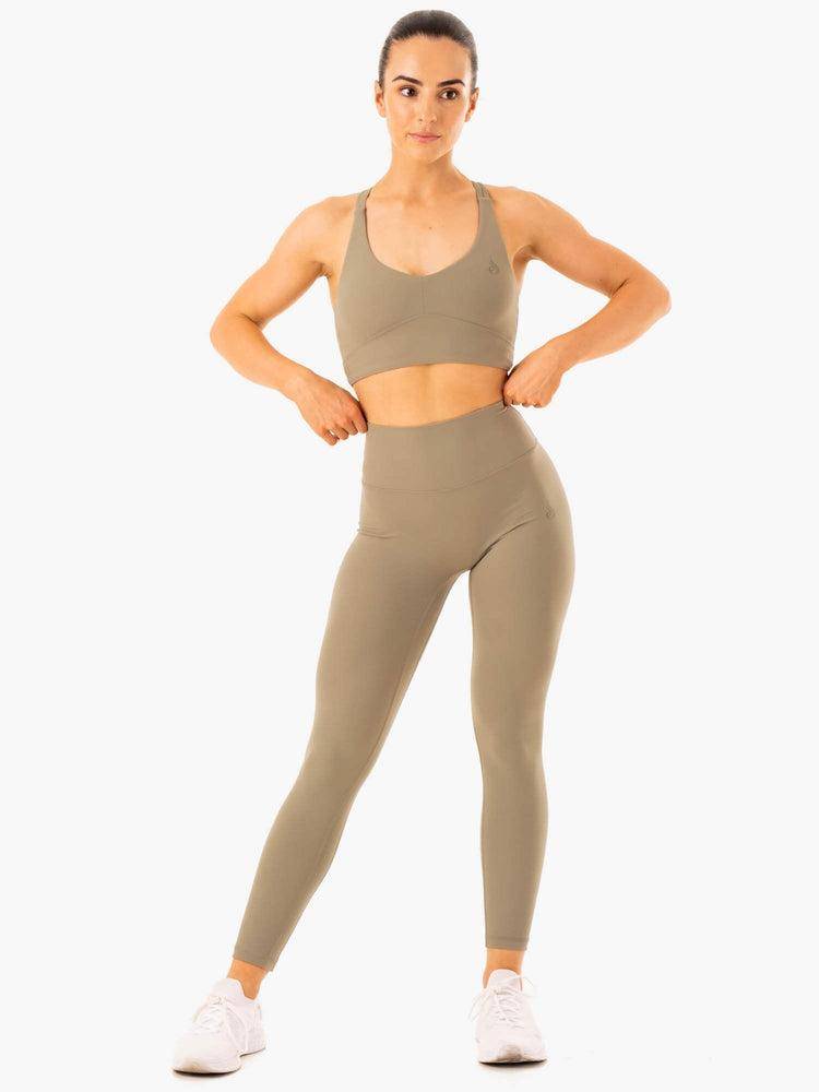 Women's Ryderwear Women Leggings NKD Refine High Waisted Leggings Khaki | NZ1822TV