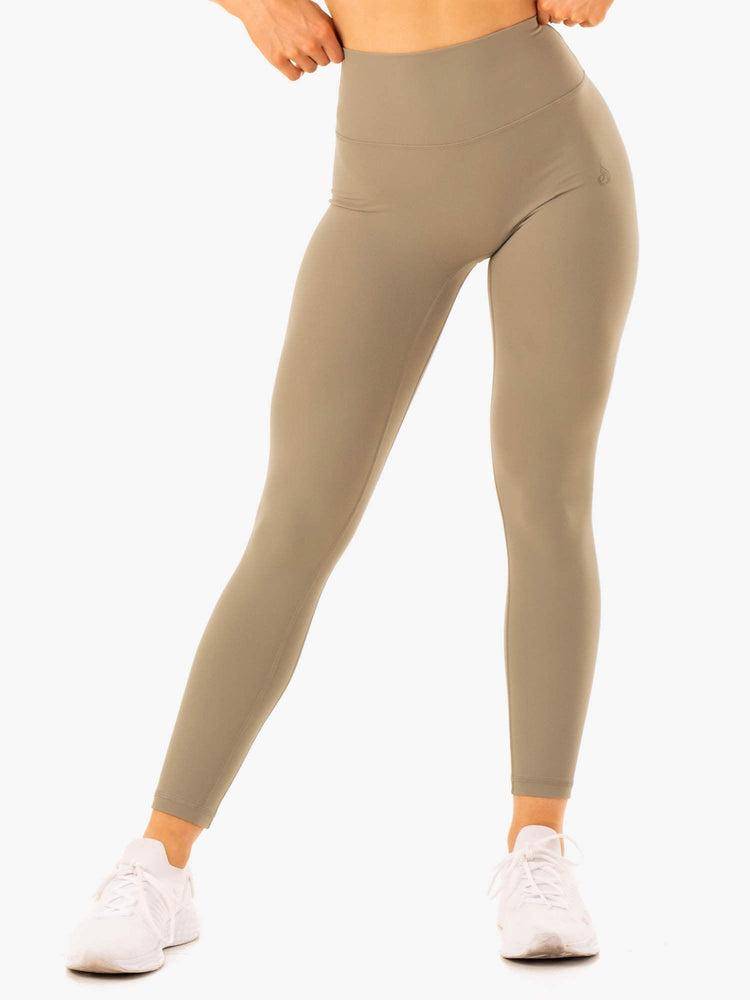 Women\'s Ryderwear Women Leggings NKD Refine High Waisted Leggings Khaki | NZ1822TV